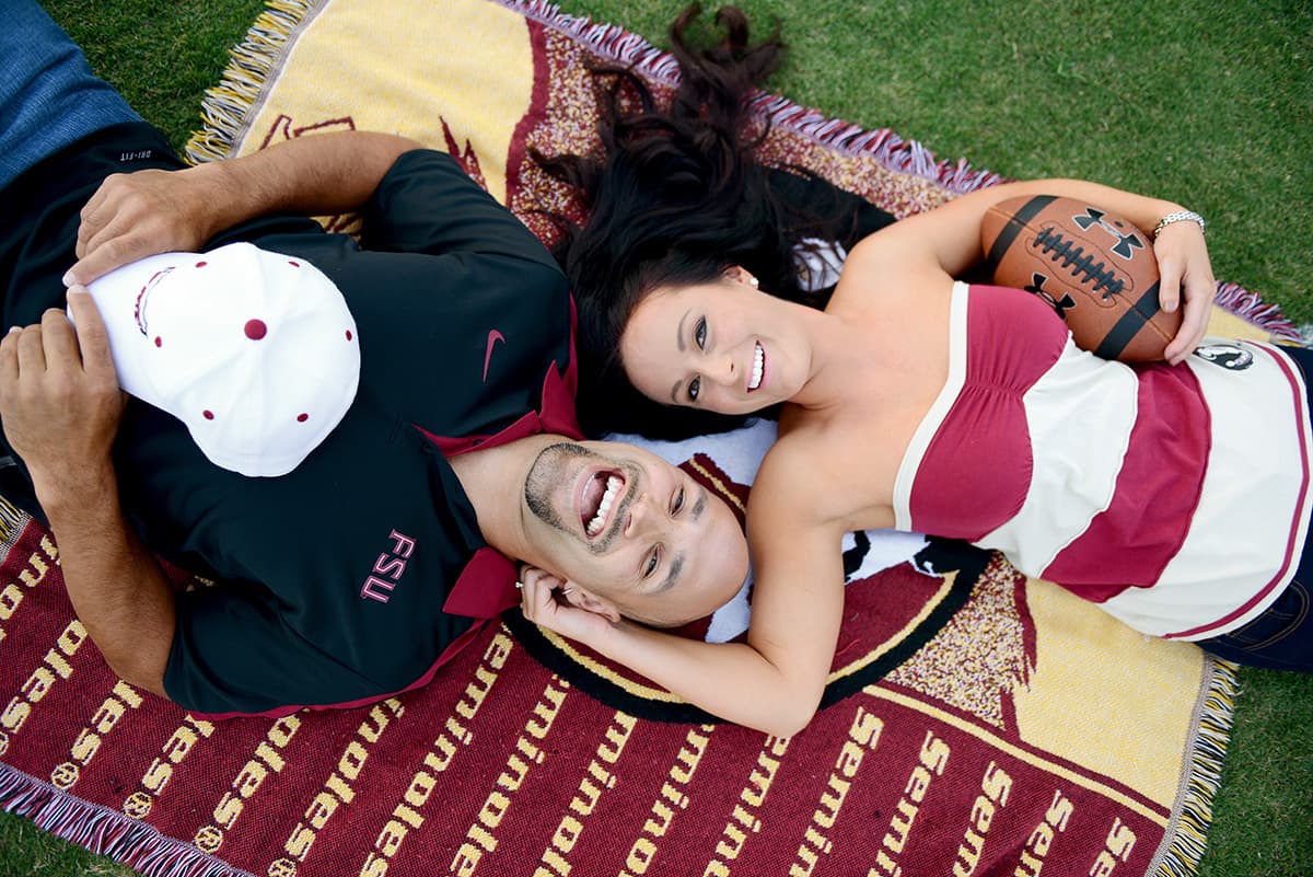 Seminoles FSU engagement pictures | Football themed